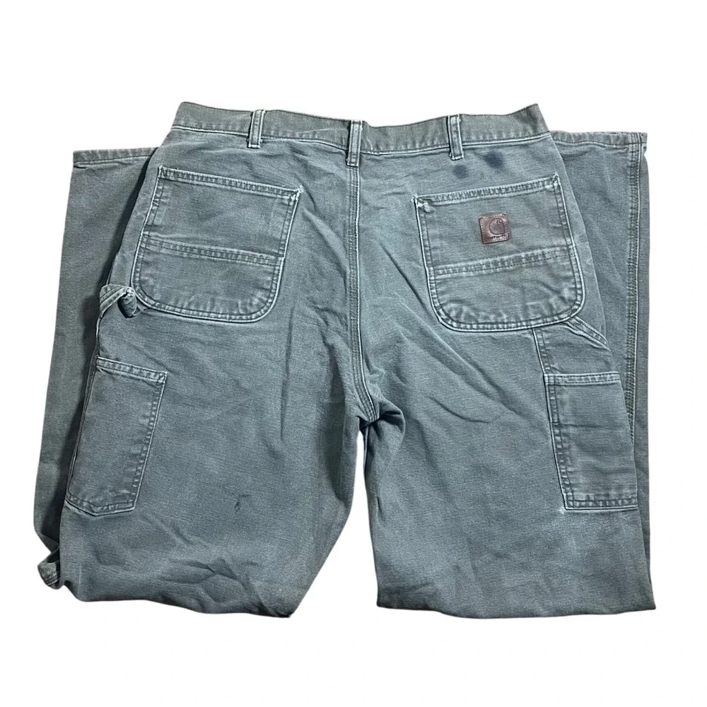Carhartt Mens B11 Loose Fit Washed Duck Work Dungaree 36x34 Moss Green